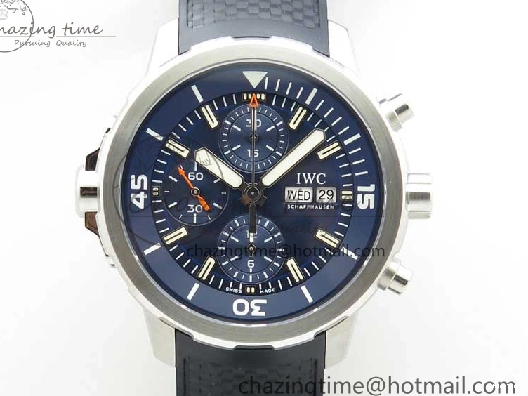 MIROTIME 0111 Aquatimer Chrono IW376803 V6F 1:1 Best Edition Blue Dial on Ruber Strap A Neat 7083